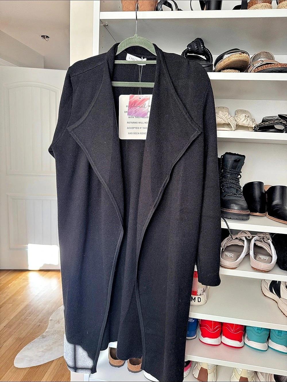 Chicwish Classy Open Front Knit Coat Black